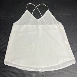 White Spaghetti Strap Sheer Tank Top - Size M - Lightweight Summer Wear